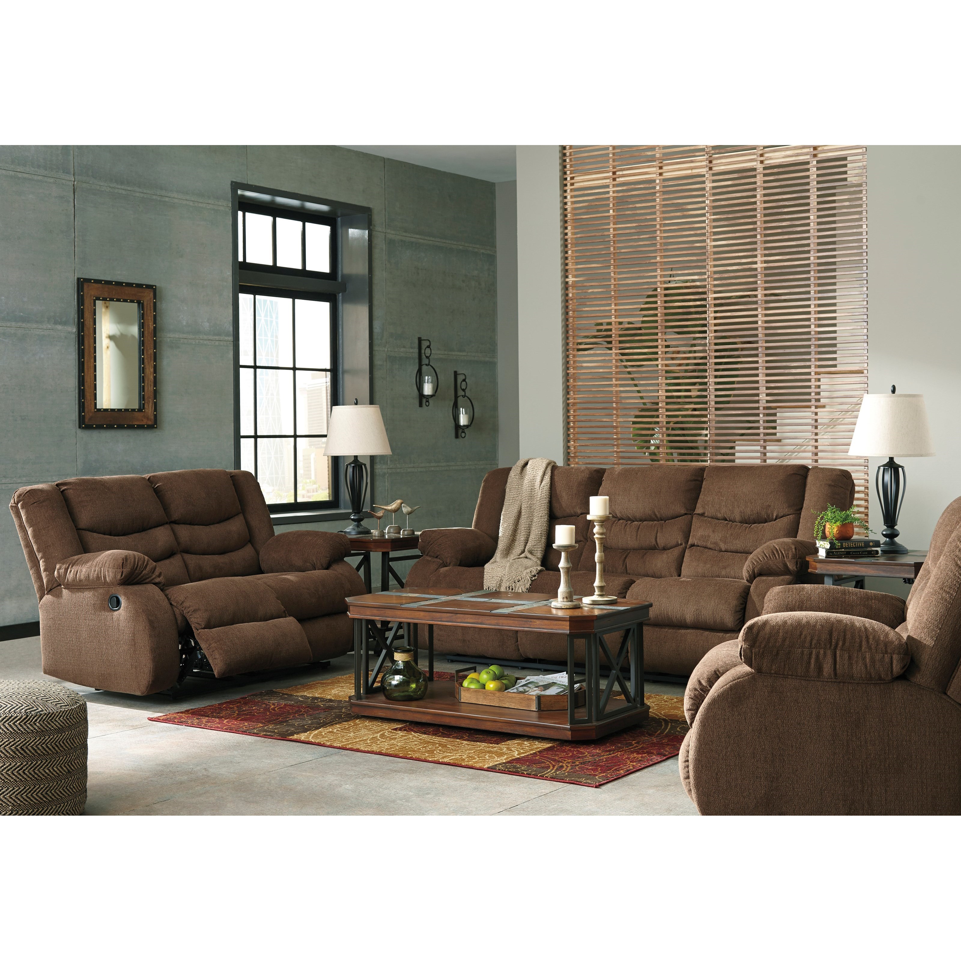 Tulen chocolate by ashley 9860588 reclining sofa new arrivals